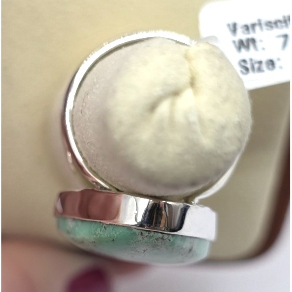 Genuine Green Variscite Ring Size 7.5 Sterling Silver Teardrop Handmade NWT - Picture 6 of 10